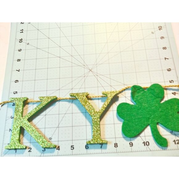 Lucky St Patricks Day Garland 38 In Green Glitter Shamrocks Luck of Irish - Picture 4 of 12